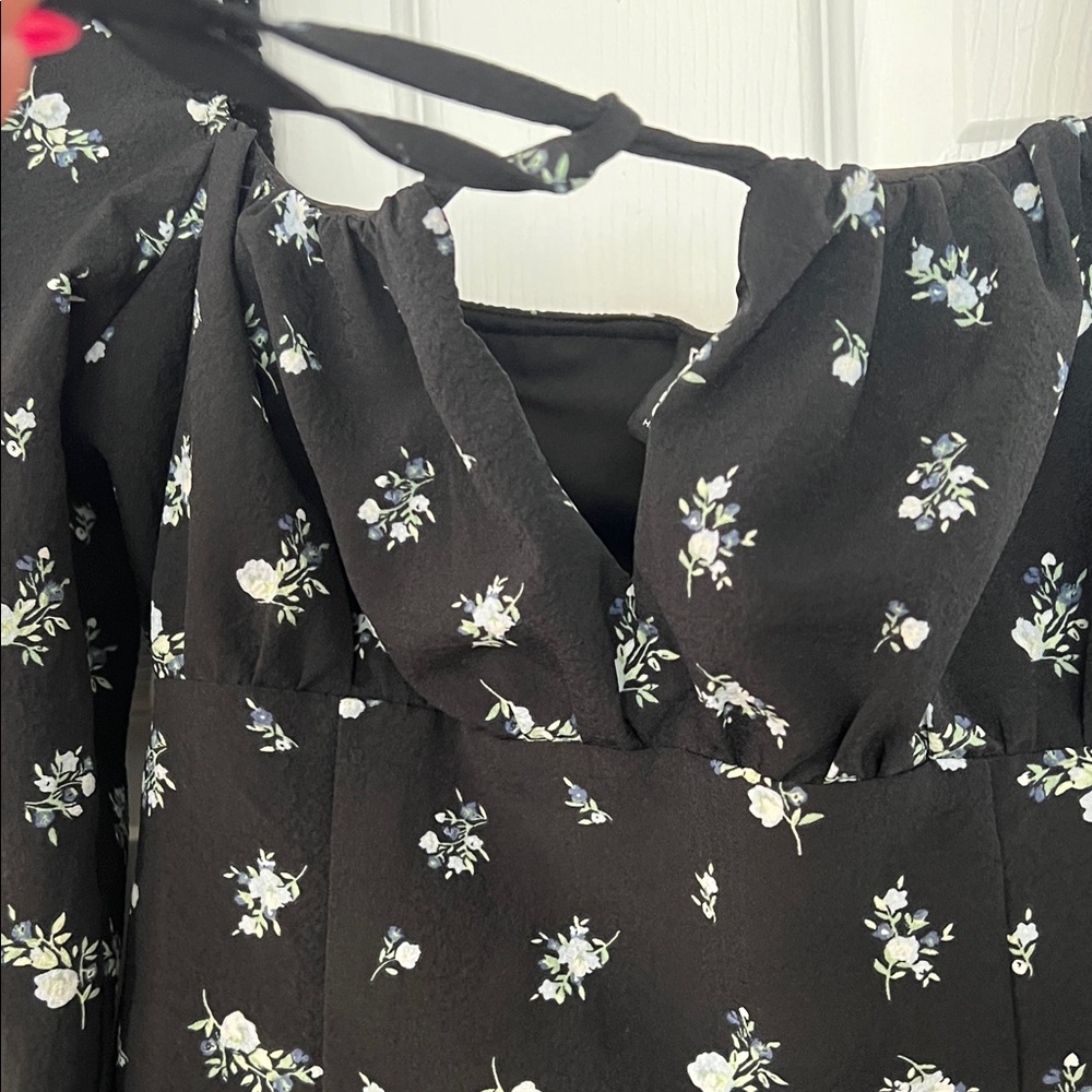 H&M Black Floral Long Sleeve Dress - Picture 3 of 5